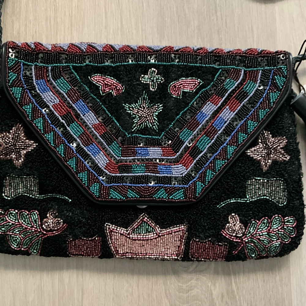 New Anthropologie Bohemian Beaded Shoulder Bag - Picture 5 of 8